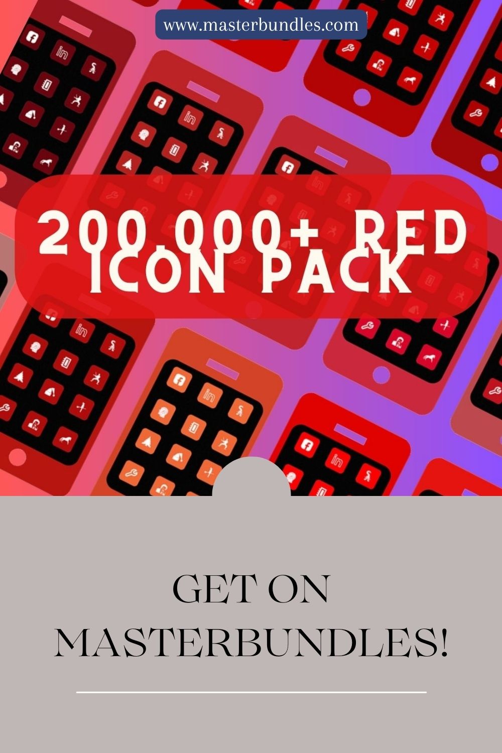 RED ICONS PACK pinterest preview image.