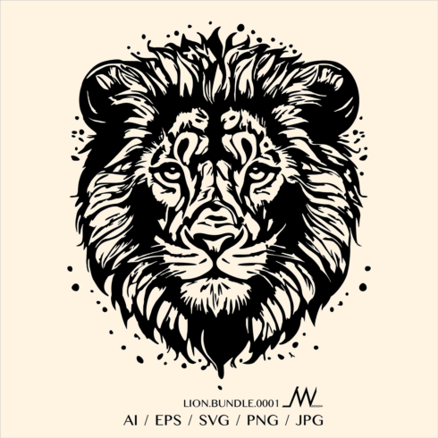 Mighty lion illustration icon, lion face in SVG vector cover image.