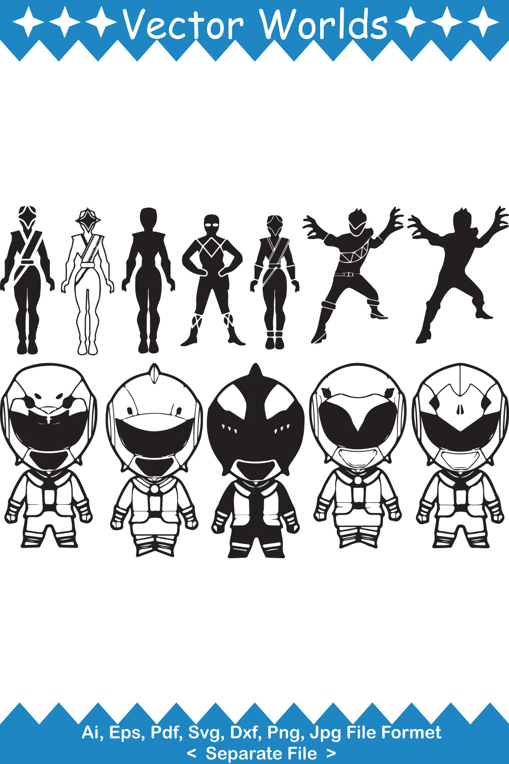 Power Ranger SVG Vector Design pinterest preview image.