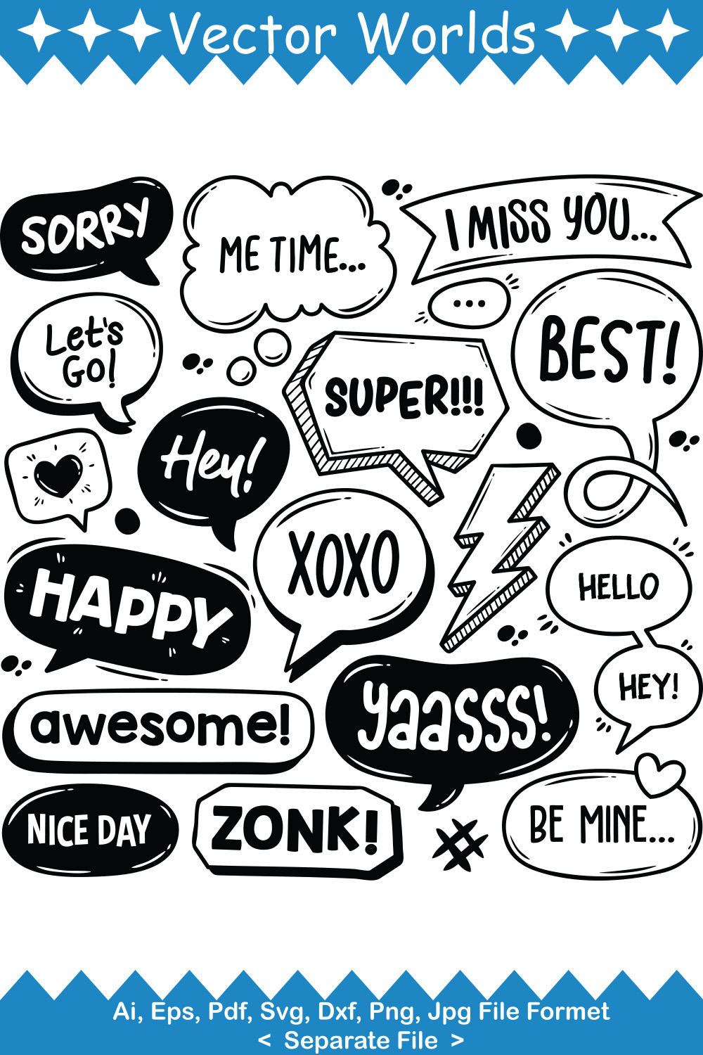 Speech Bubbles SVG Vector Design pinterest preview image.