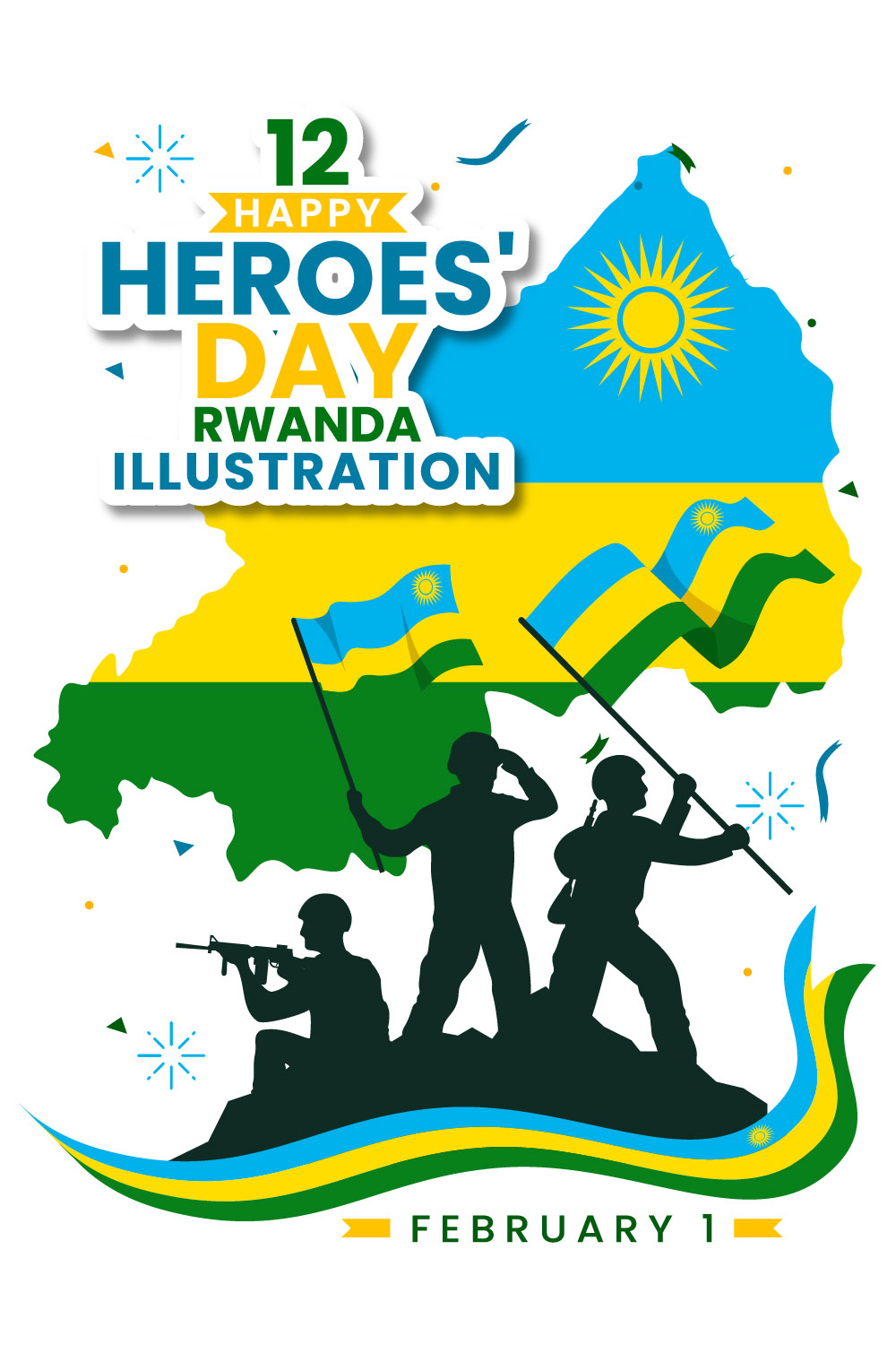 12 Rwanda Heroes Day Illustration pinterest preview image.