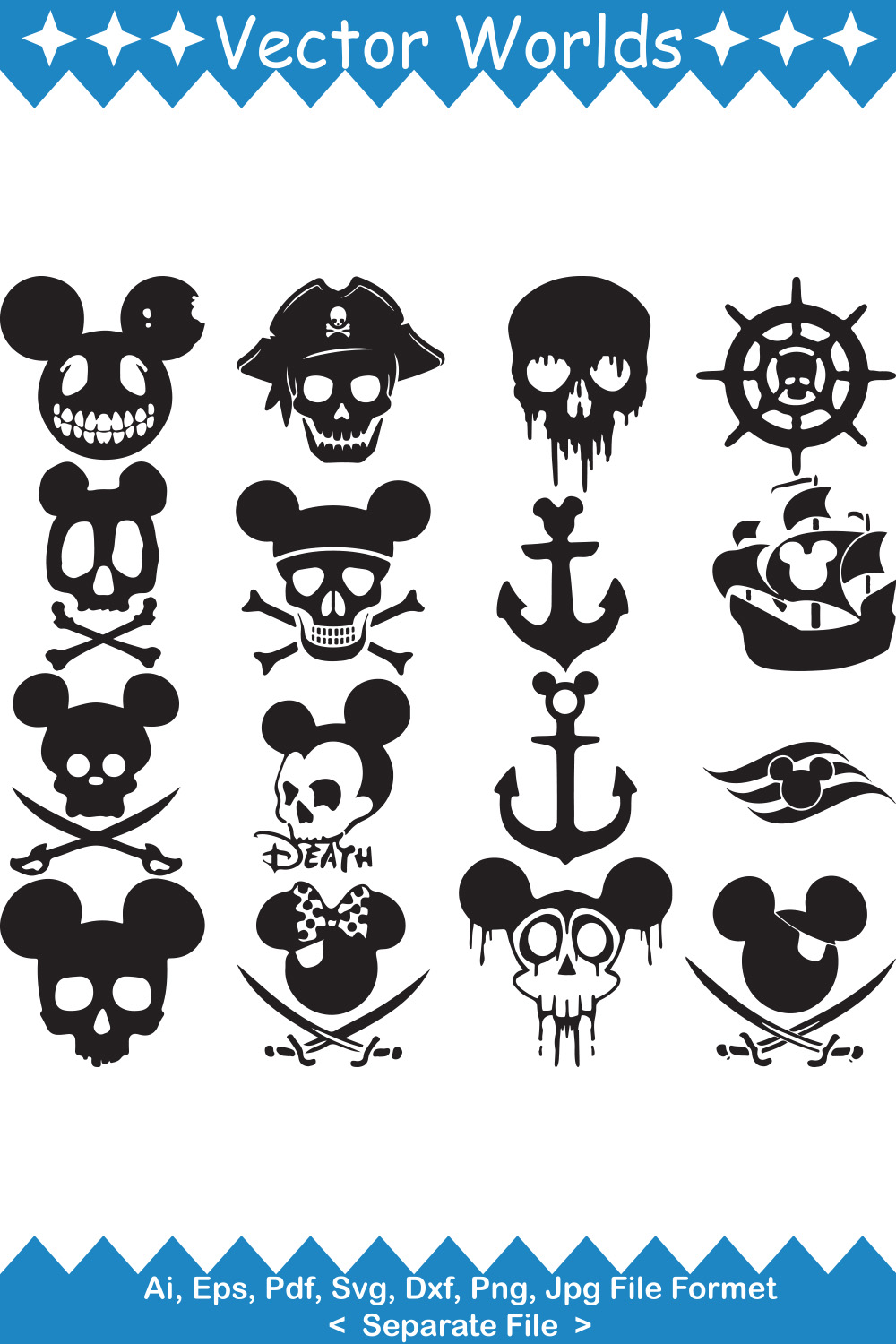 Pirate bay Mickey SVG Vector Design pinterest preview image.