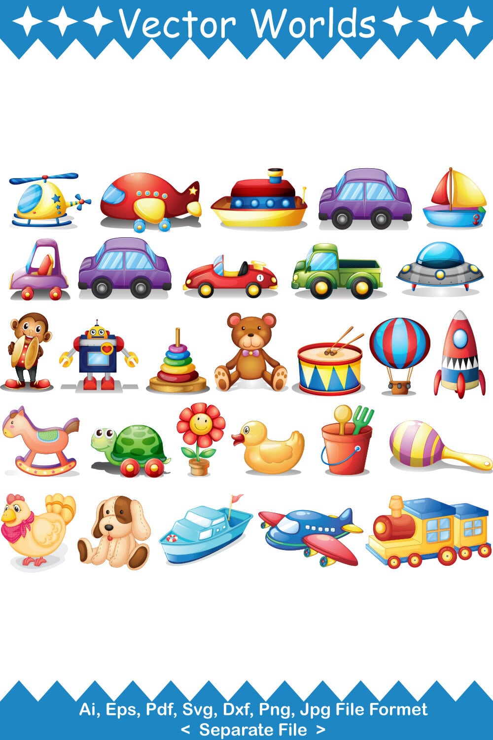 Toys Real SVG Vector Design pinterest preview image.