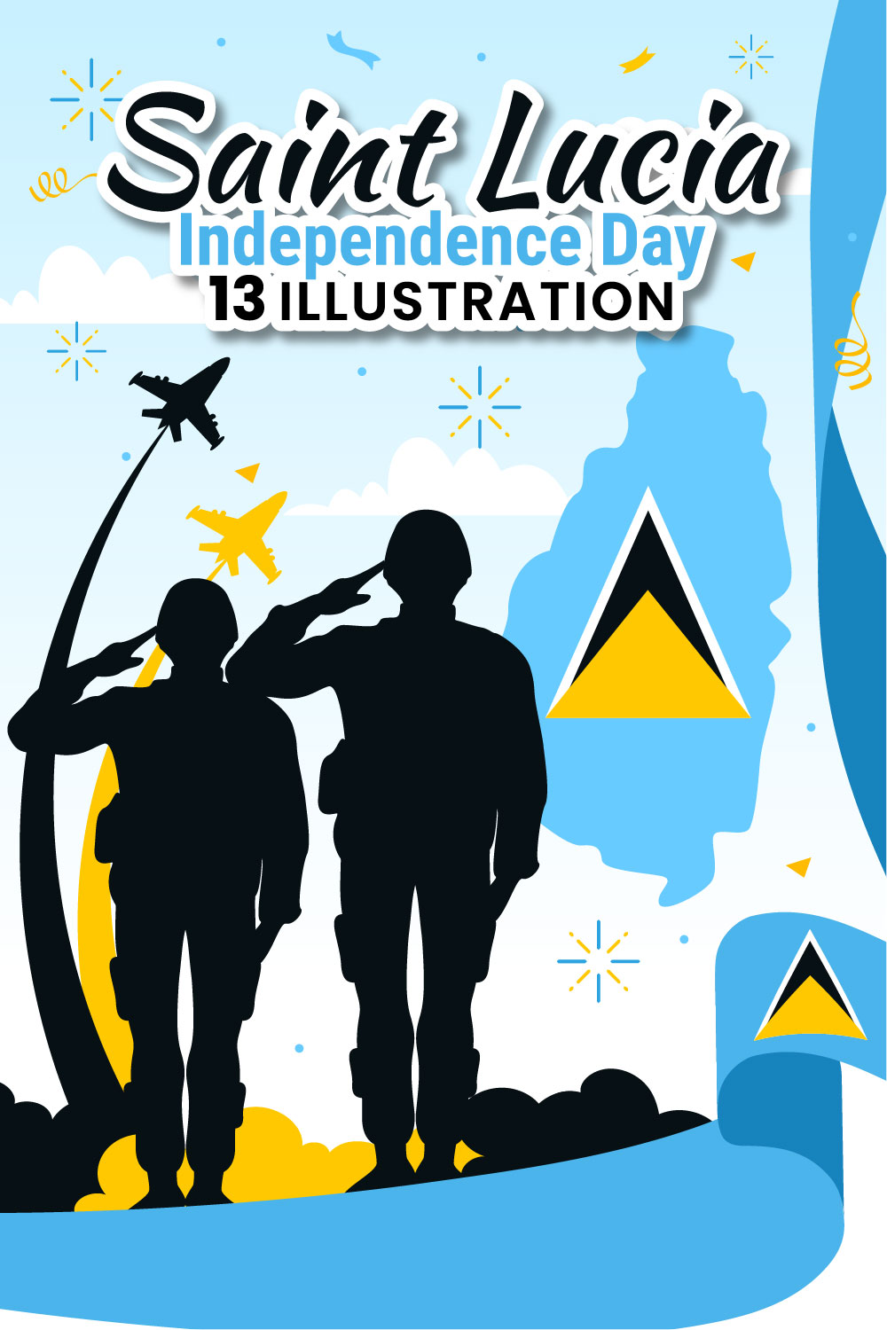 13 Saint Lucia Independence Day Illustration pinterest preview image.
