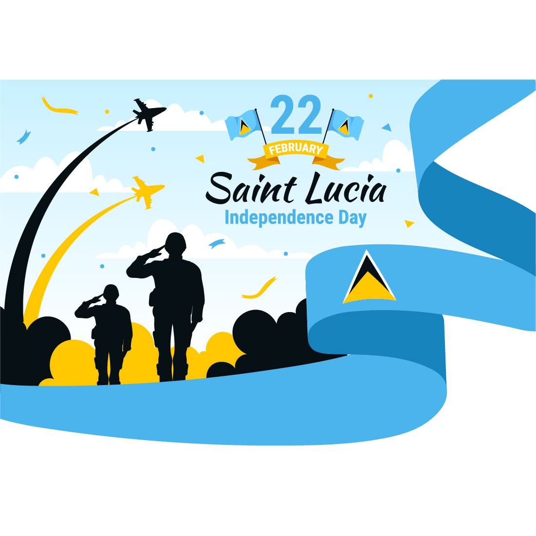 13 Saint Lucia Independence Day Illustration cover image.