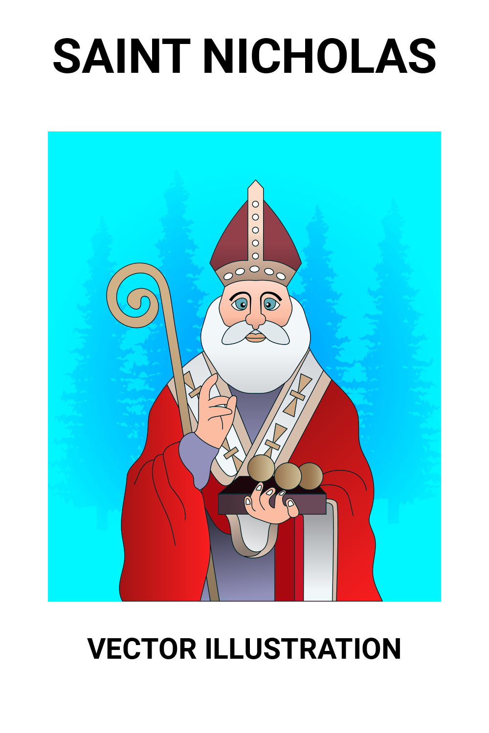 Saint Nicholas vector illustration pinterest preview image.