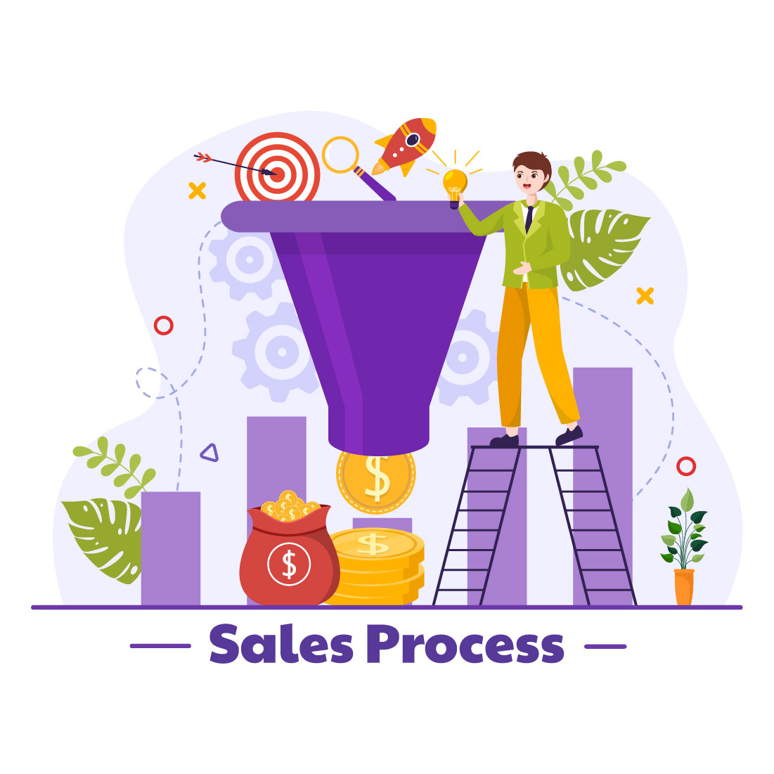 12 Sales Process Illustration preview image.