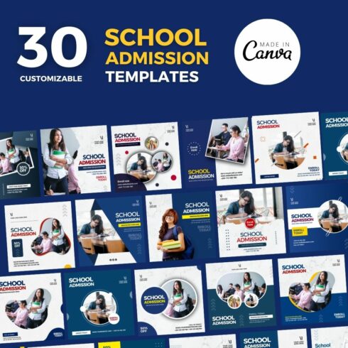 School Admission Canva Flyer Bundle cover image.