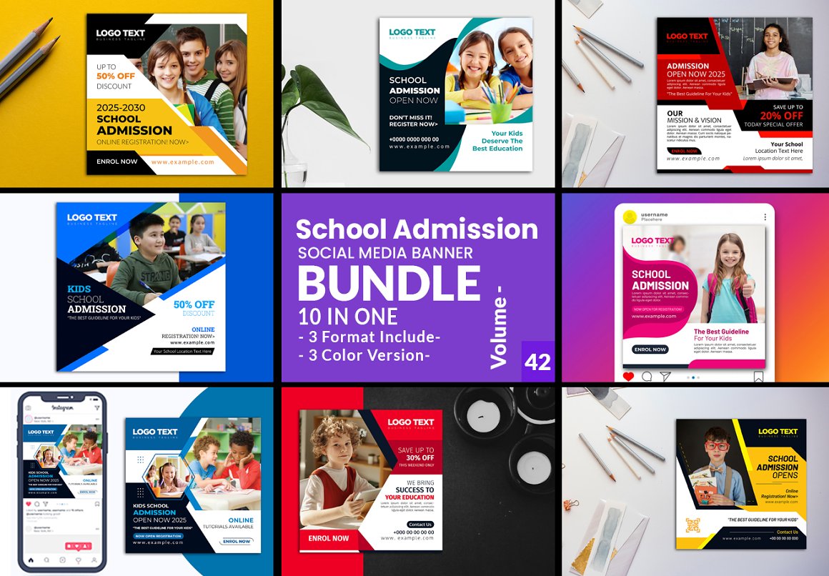 school admission social media banner design bundle vl 42 397