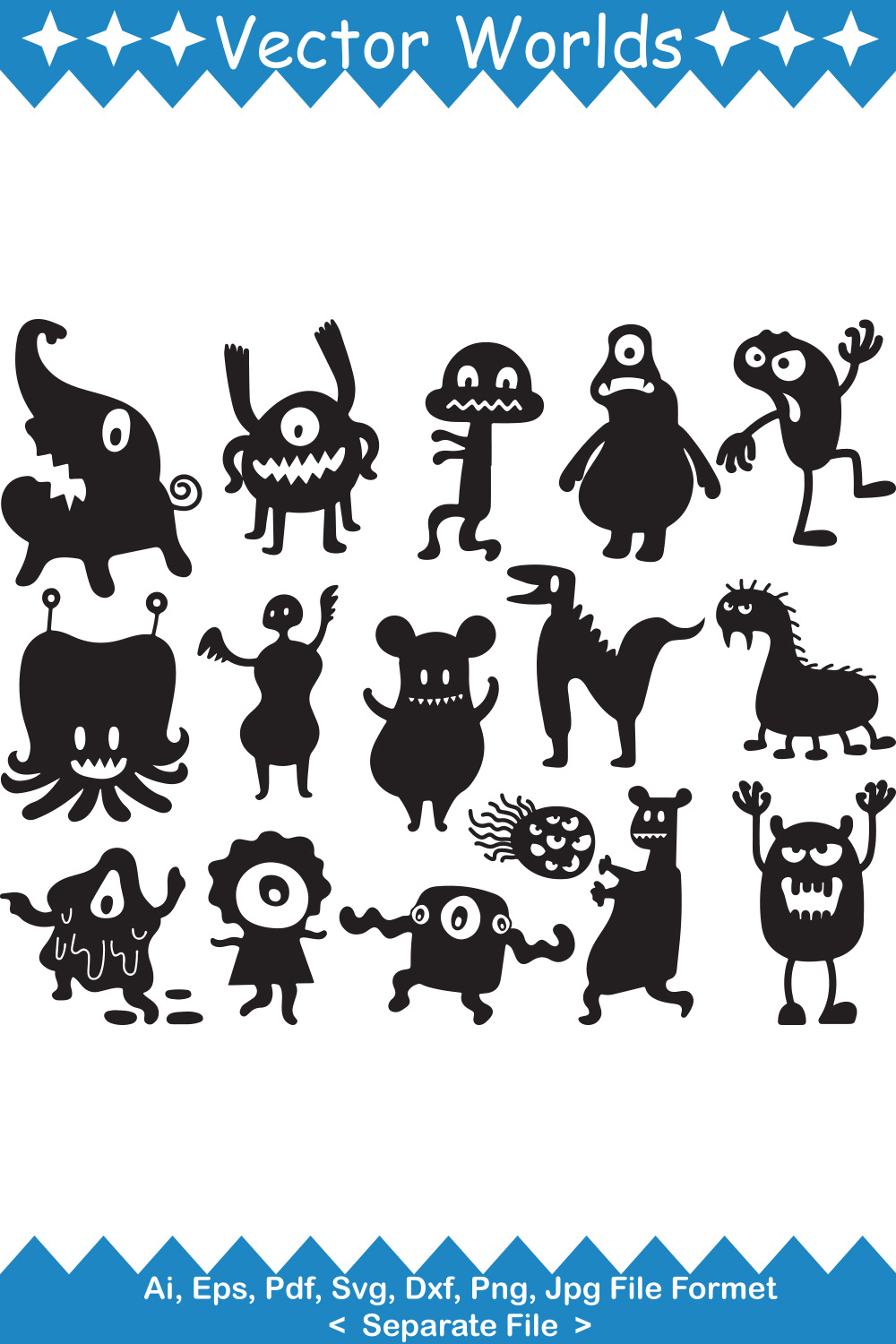 Monster SVG Vector Design pinterest preview image.