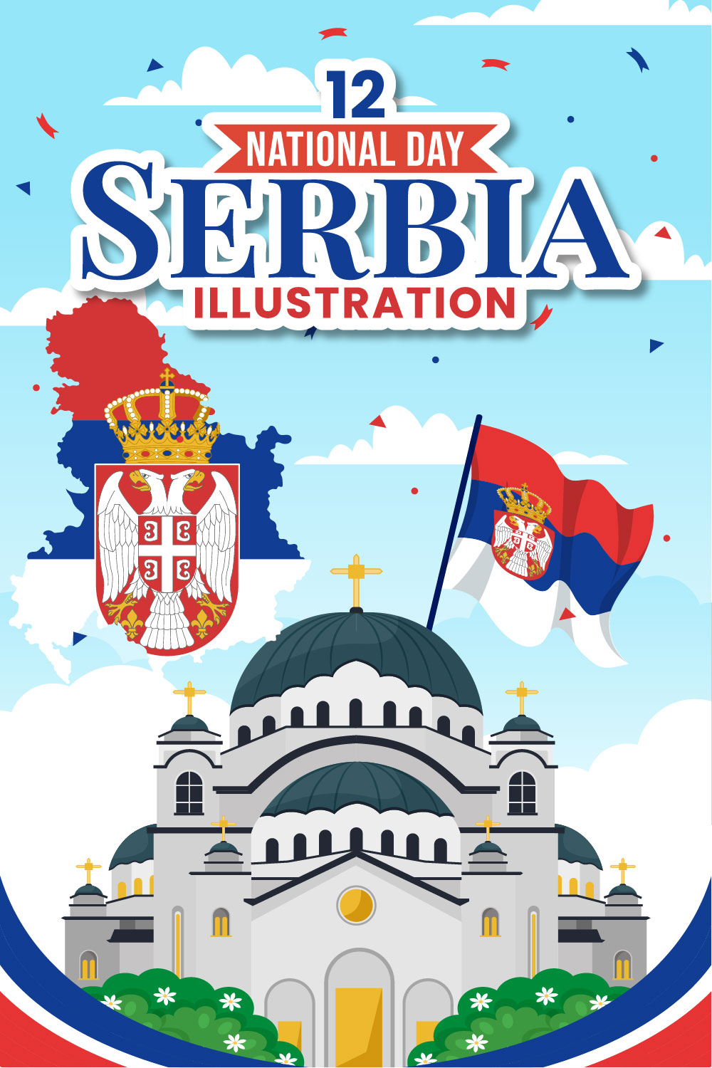 12 Serbia National Day Illustration pinterest preview image.