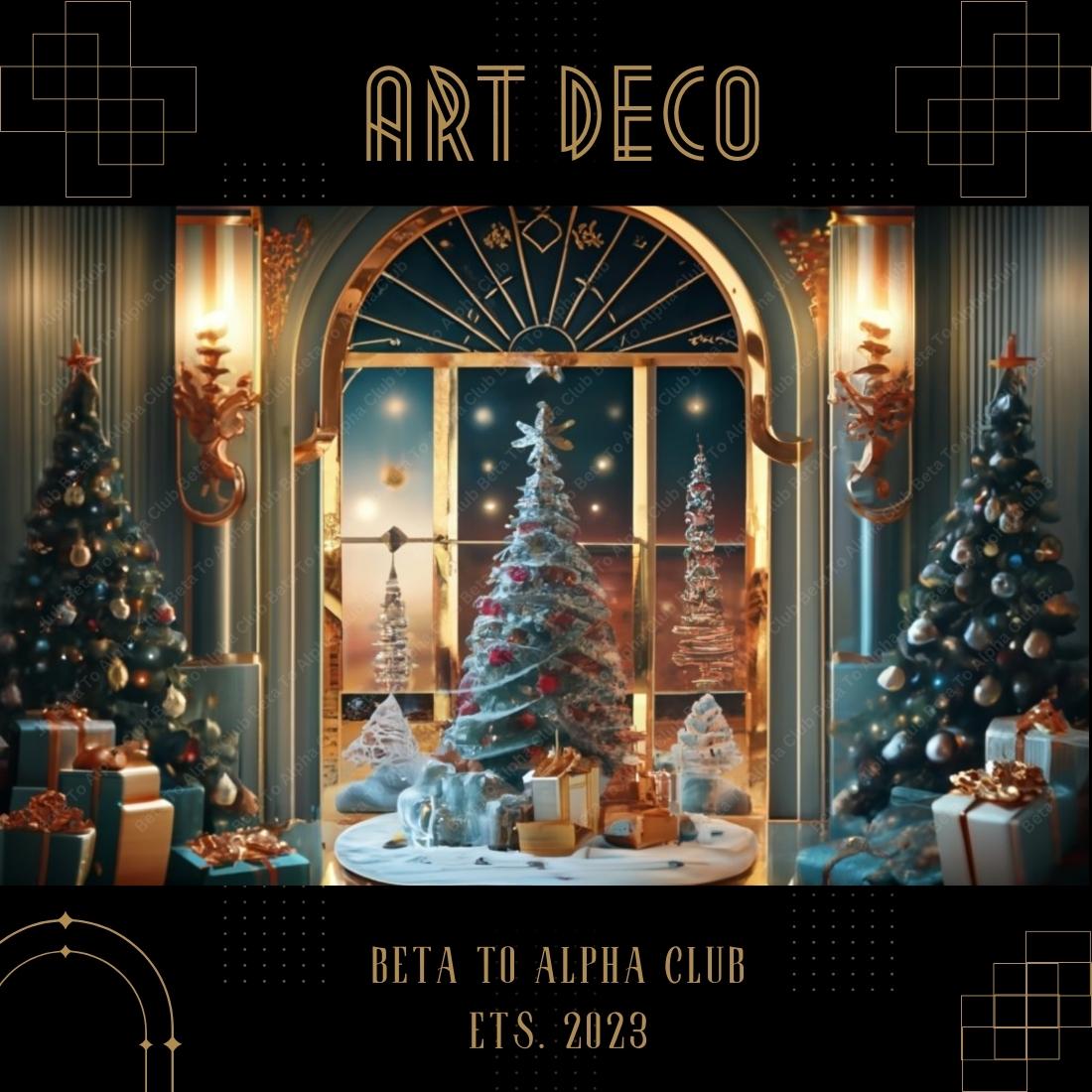Christmas Art Deco Digital Backgrounds preview image.