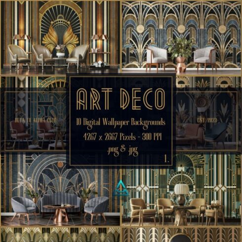 Art Deco Digital Backgrounds Wallpapers x 10 | Set 1 | cover image.