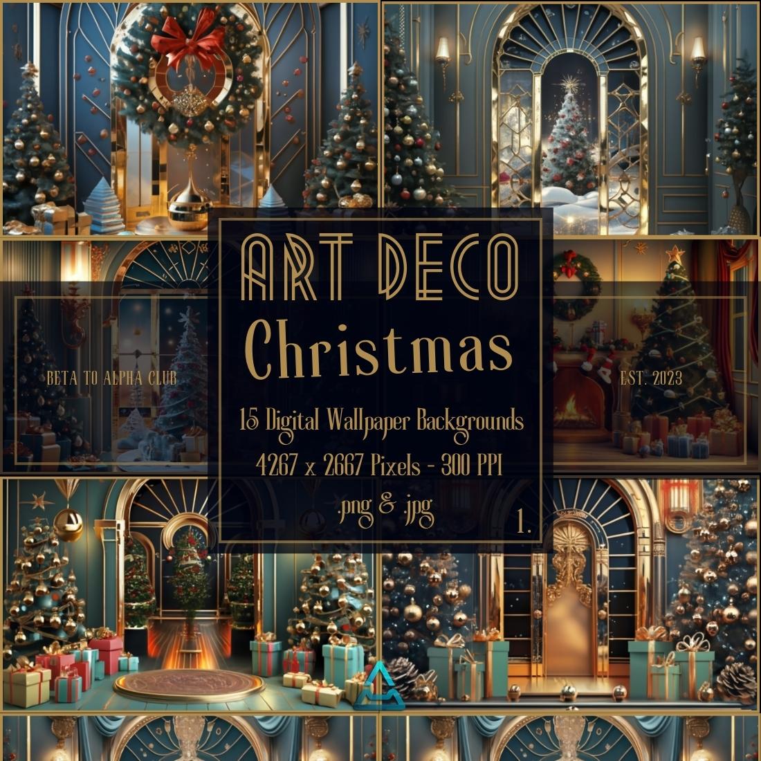 Christmas Art Deco Digital Backgrounds cover image.