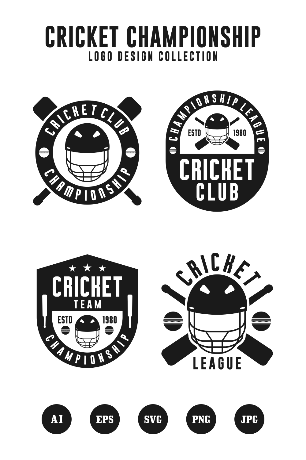 Set Cricket tournament logo collection - $6 pinterest preview image.