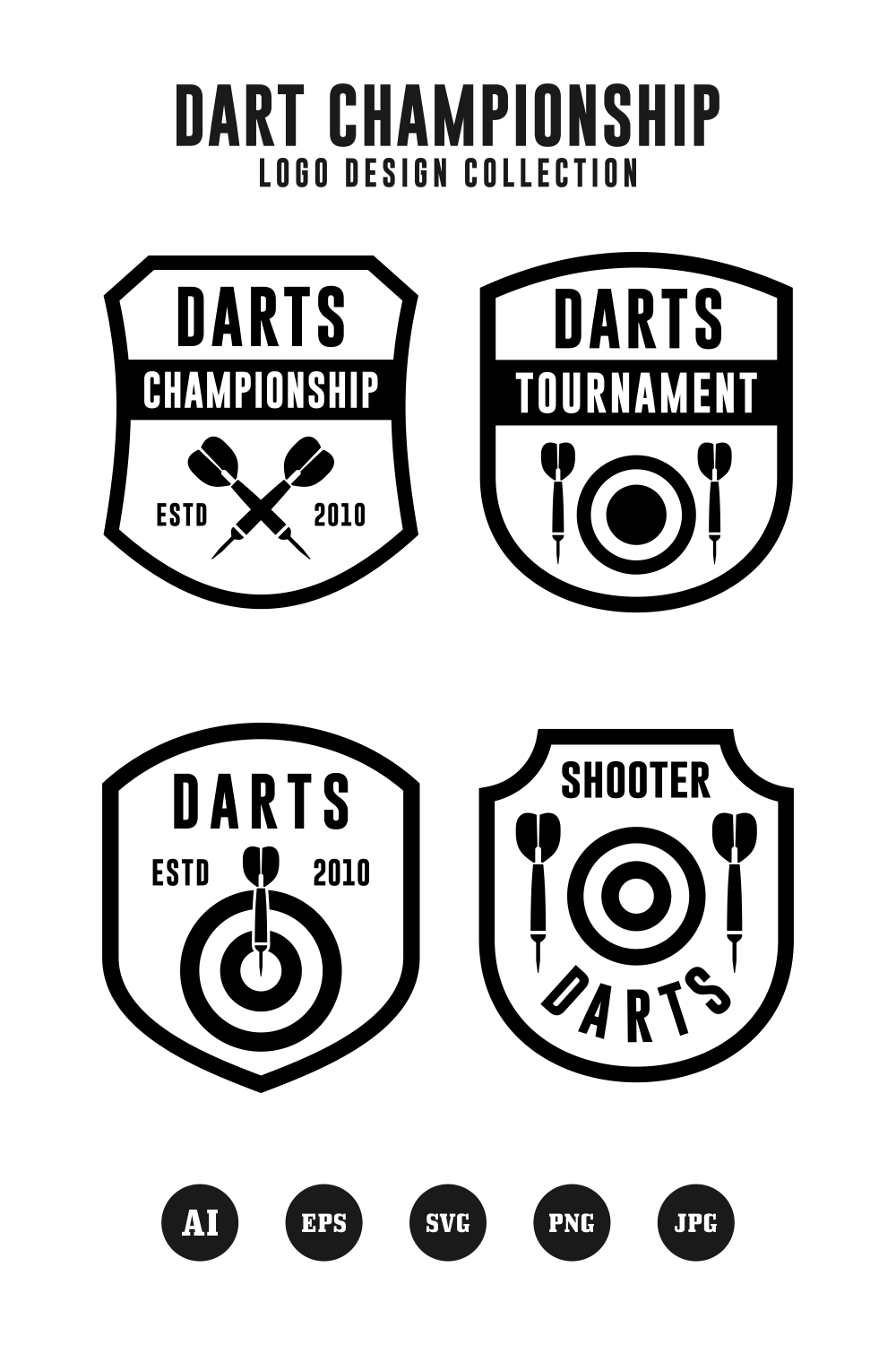 Set darts championship logo collection - $5 pinterest preview image.