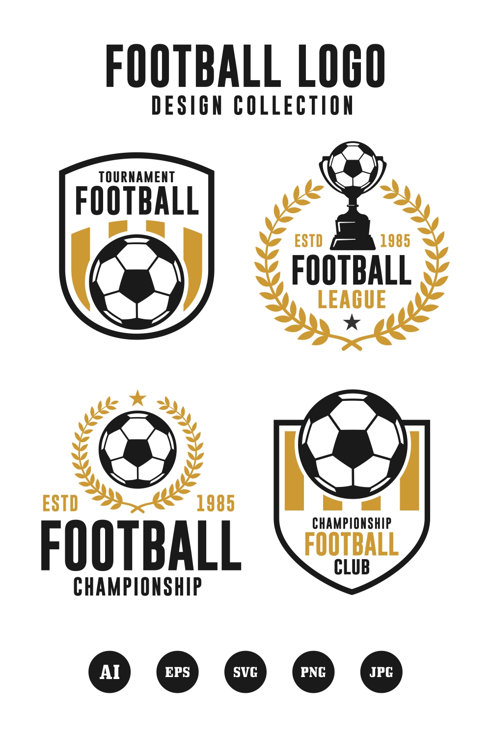 Set Football logo design collection - $6 pinterest preview image.