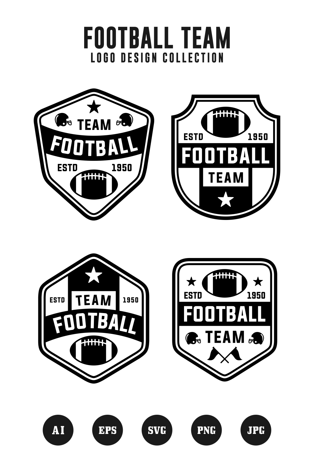 Set Football Team logo collection - $5 pinterest preview image.