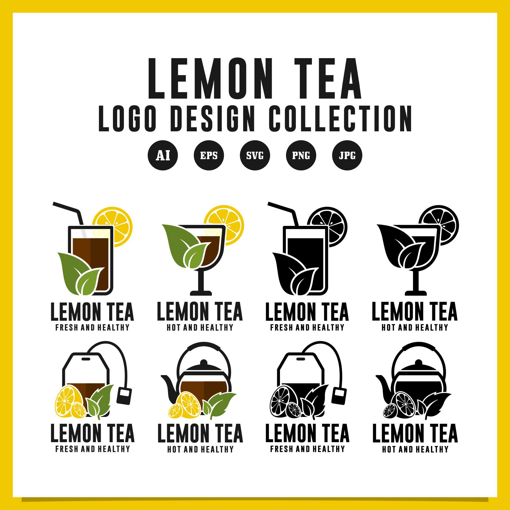 Set lemon tea logo vector design collection - $6 preview image.