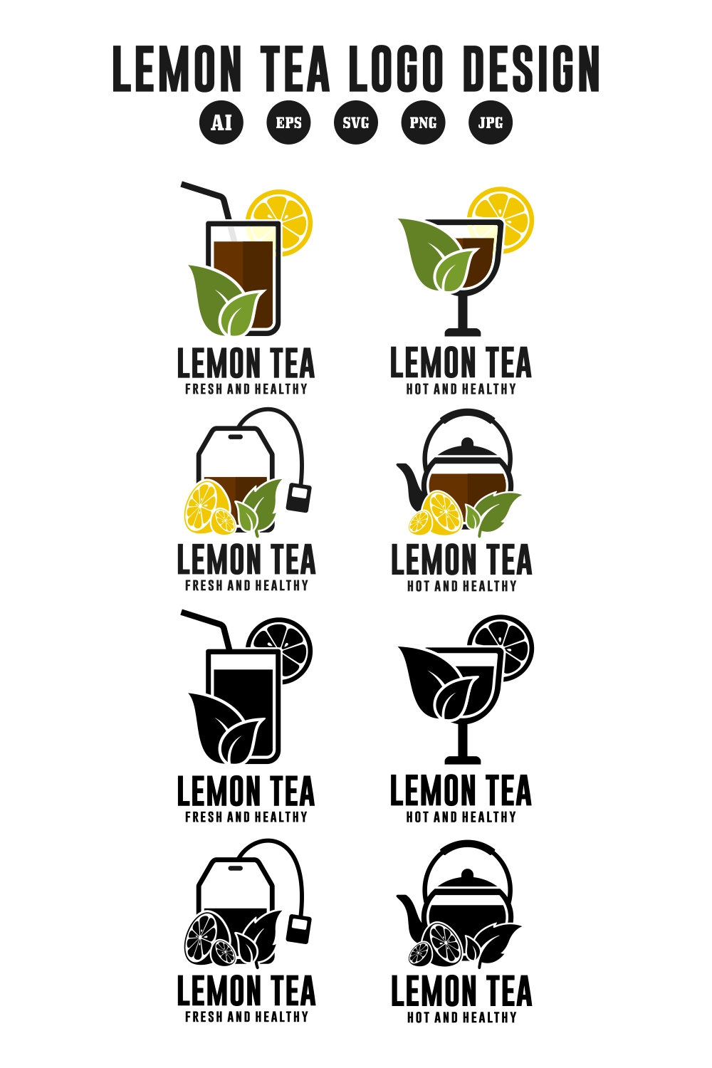 Set lemon tea logo vector design collection - $6 pinterest preview image.