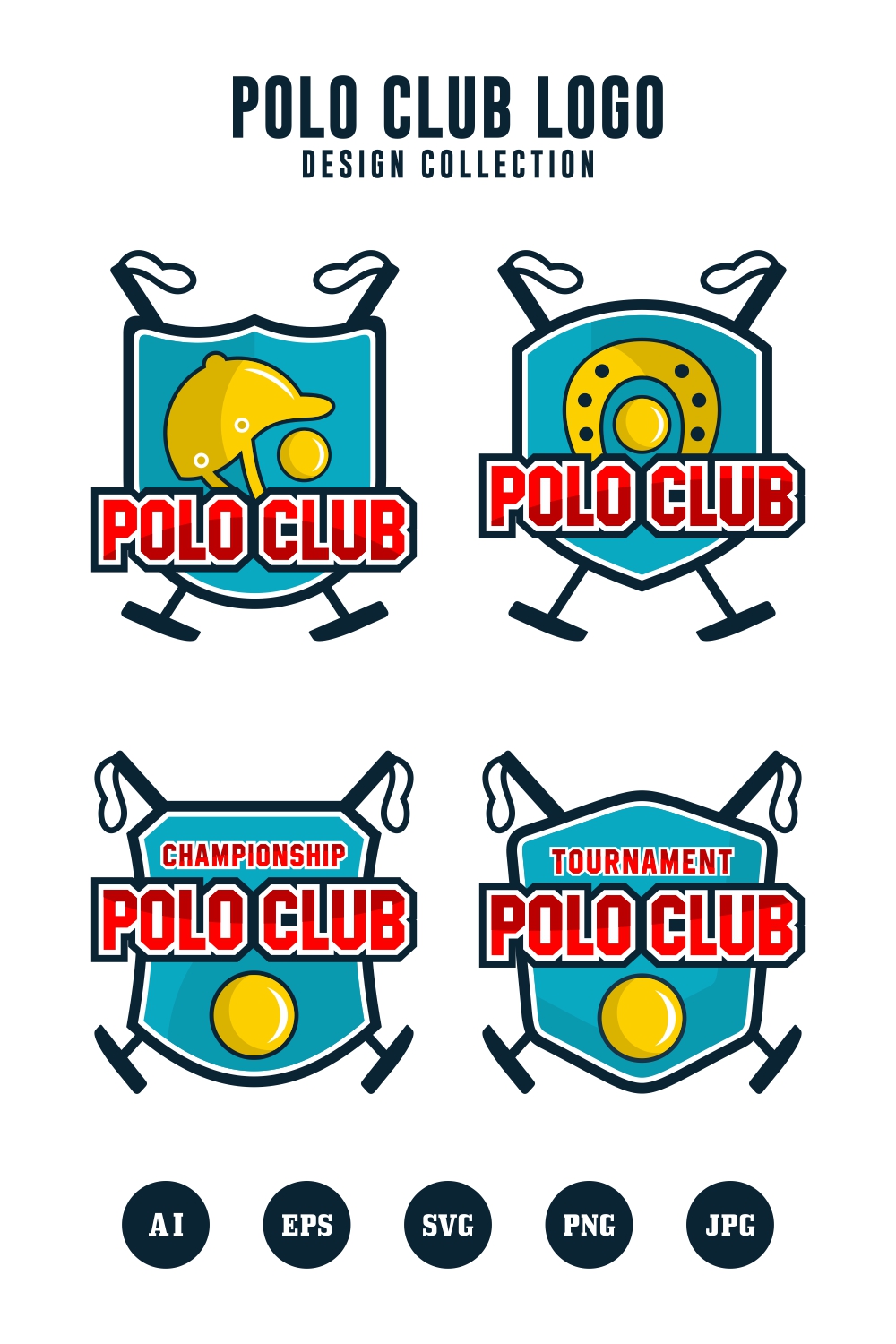 Set polo club logo design collection - $6 pinterest preview image.