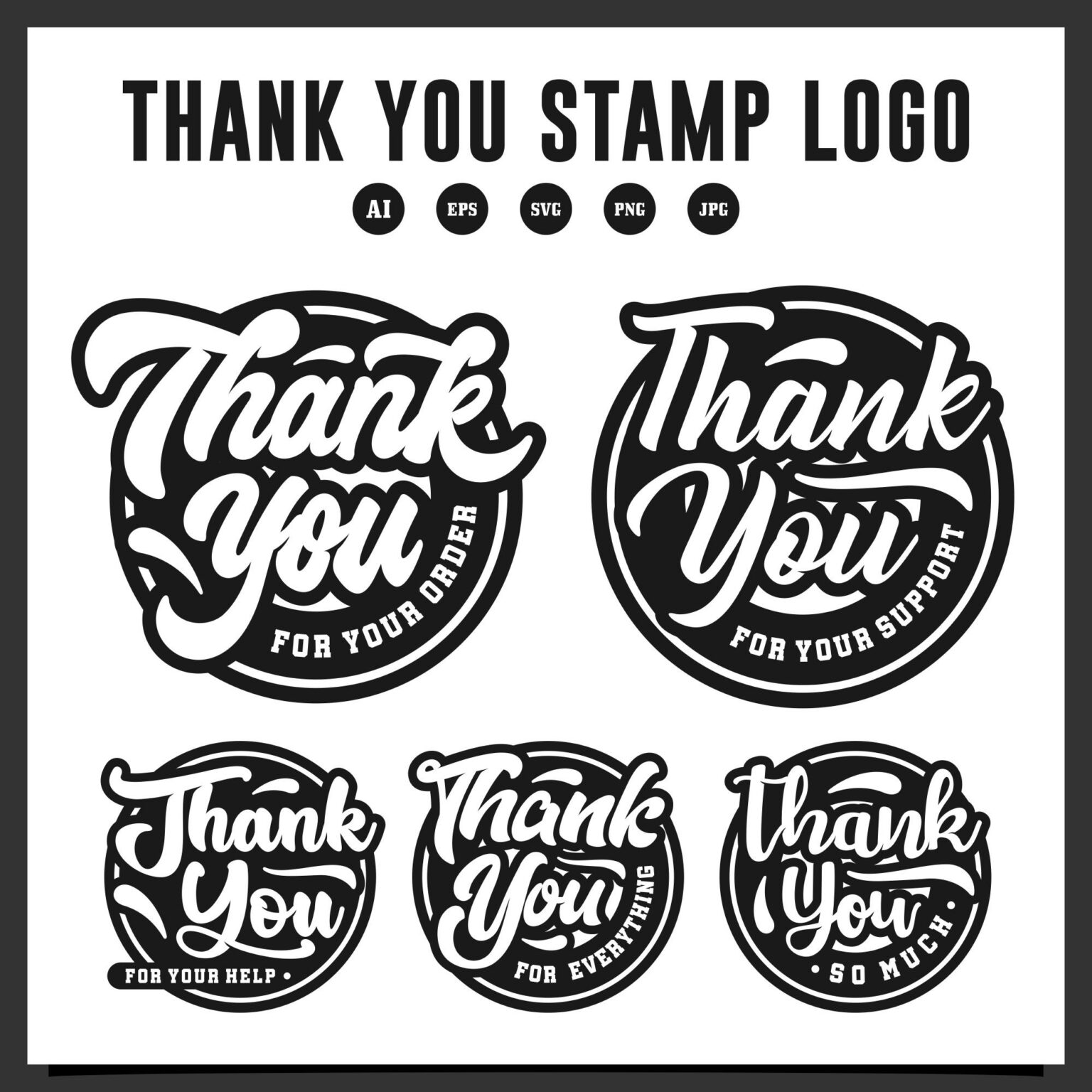 Set Thank You Stamp Logo Design Collection 10 Masterbundles