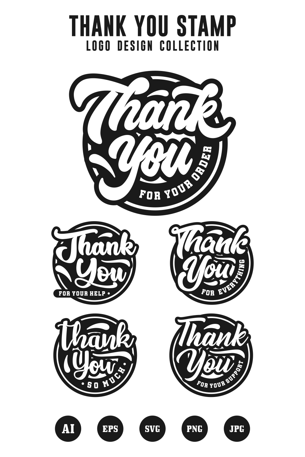 Set thank you stamp logo design collection - $10 pinterest preview image.