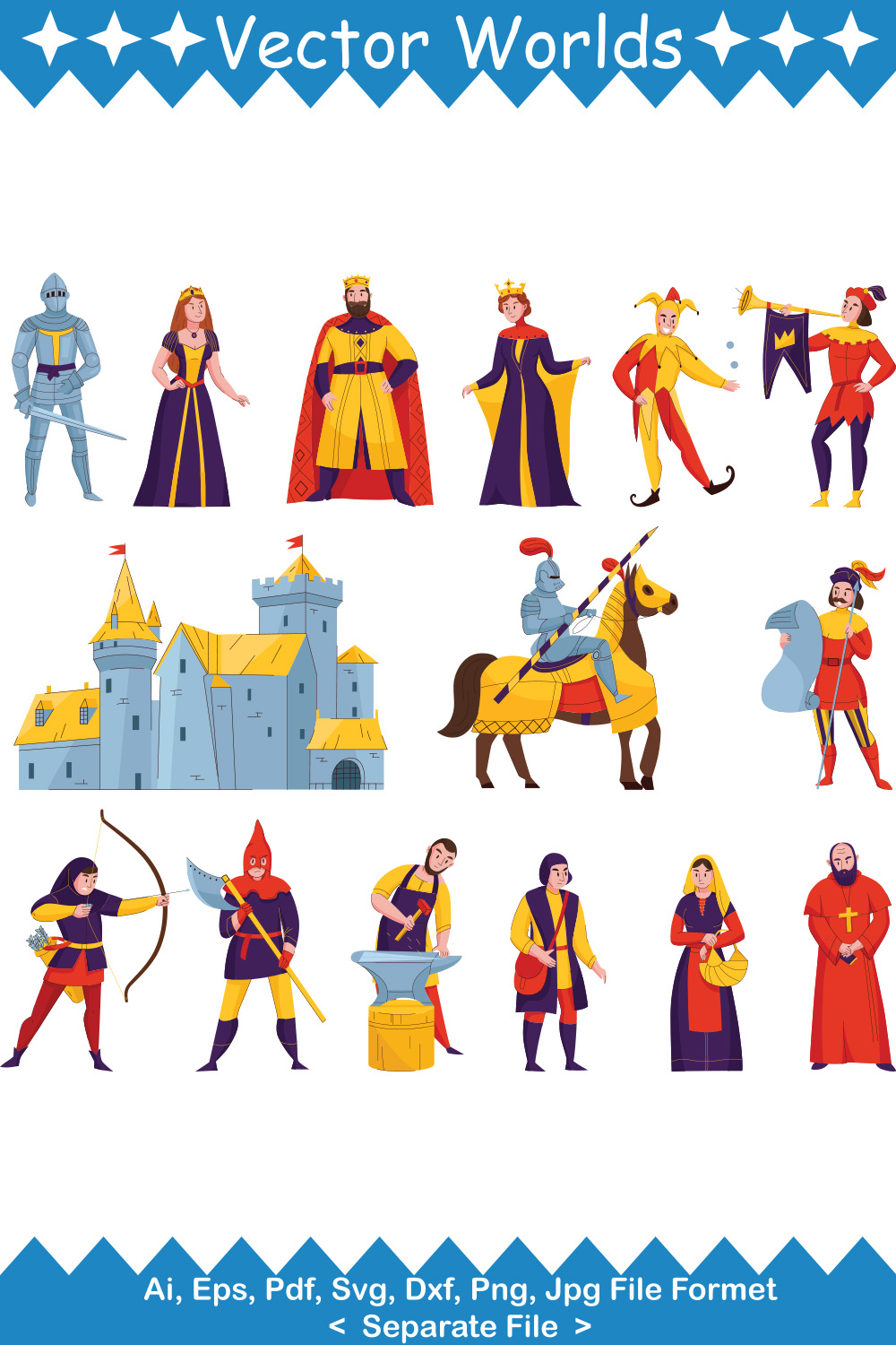 Medieval Tales SVG Vector Design pinterest preview image.