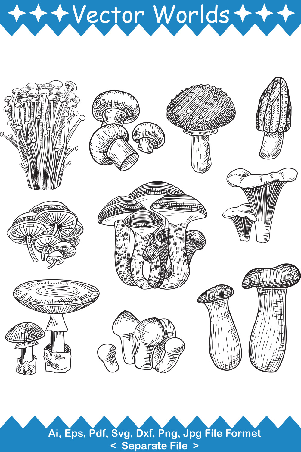 Mushrooms SVG Vector Design pinterest preview image.