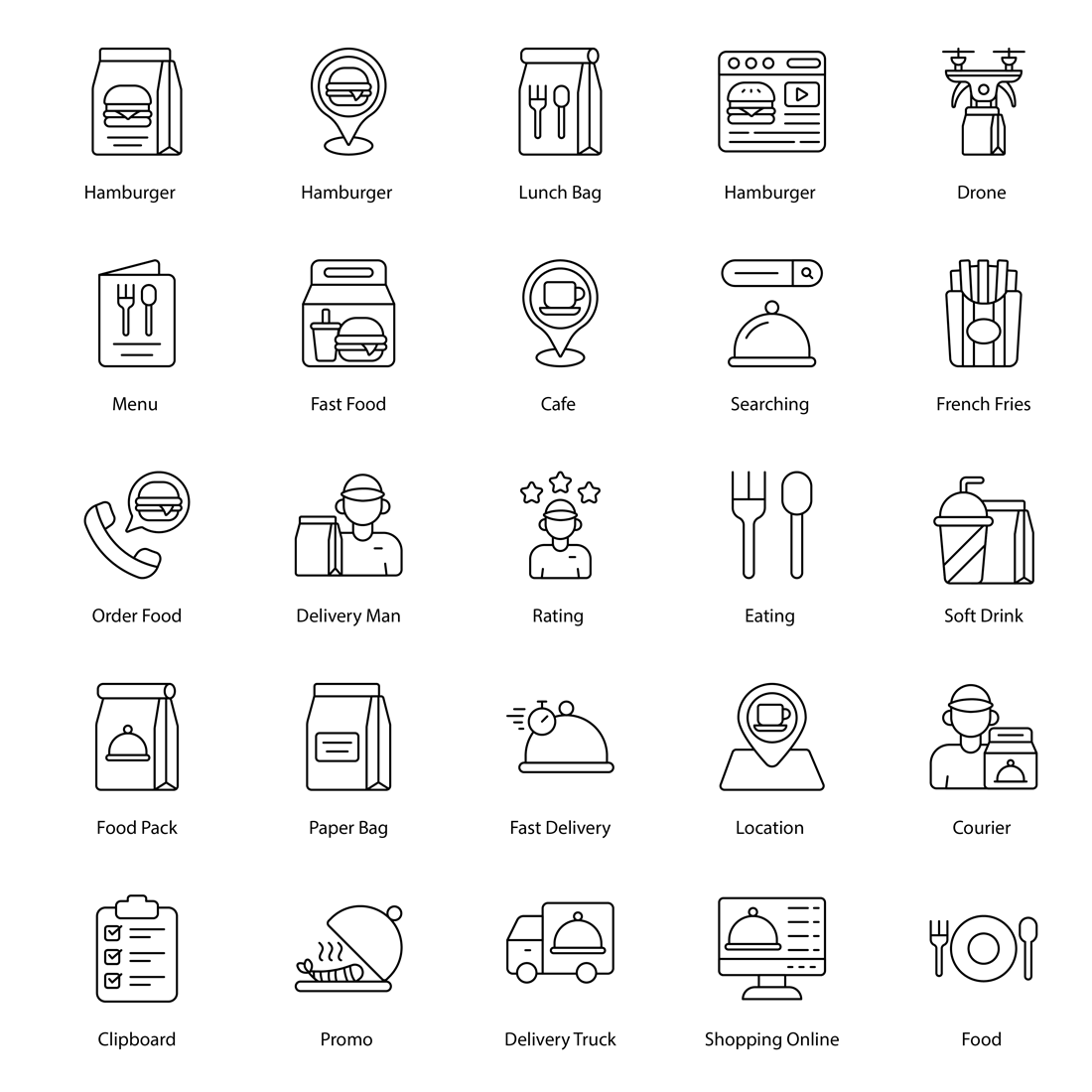 Food Delivery Icon Set preview image.