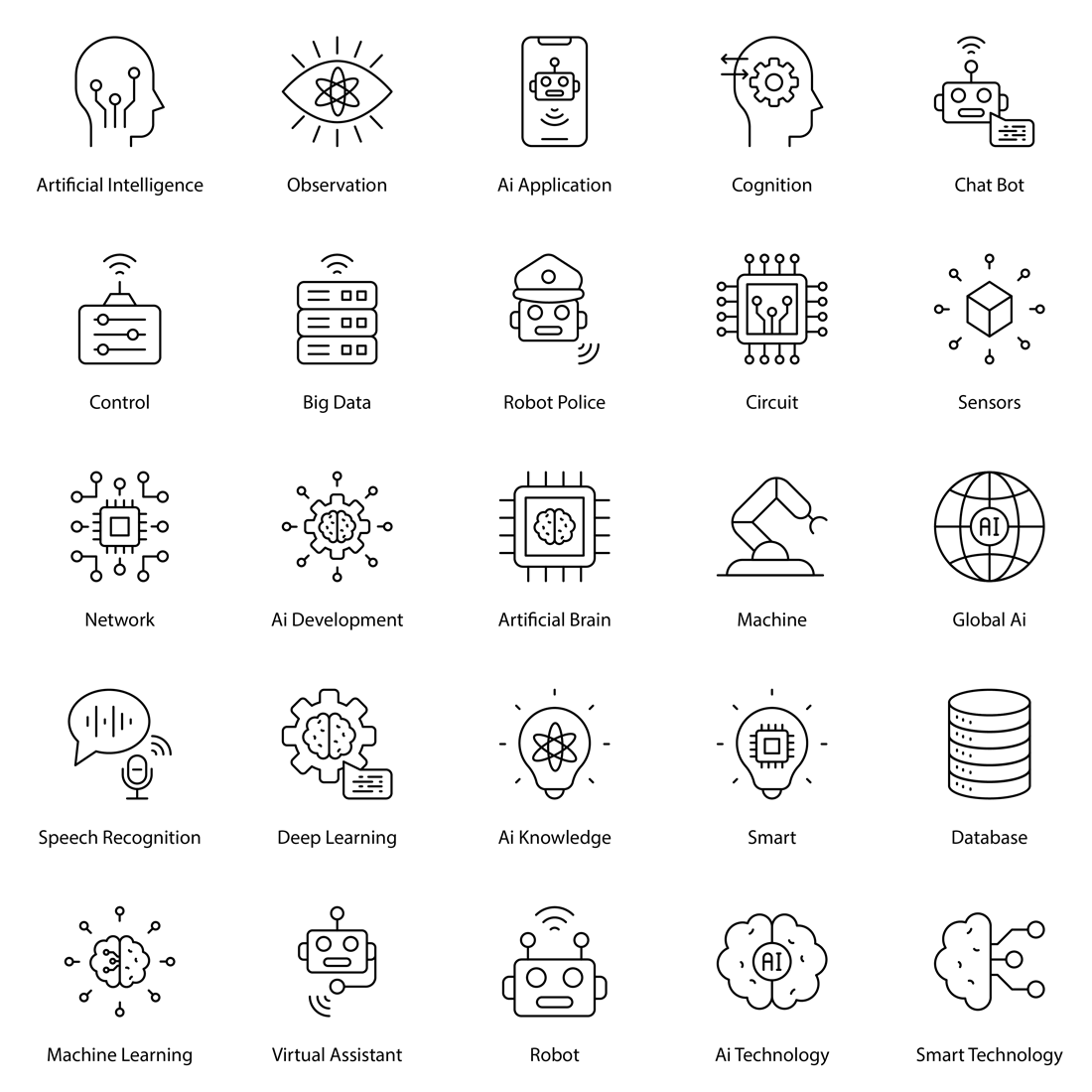 Artificial Intelligence Icon Set preview image.