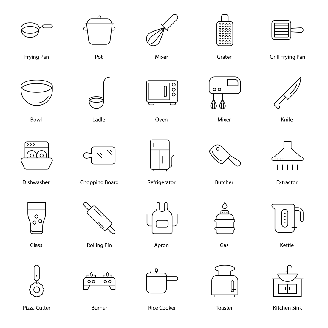 Cooking and Kitchenware Icon Set preview image.