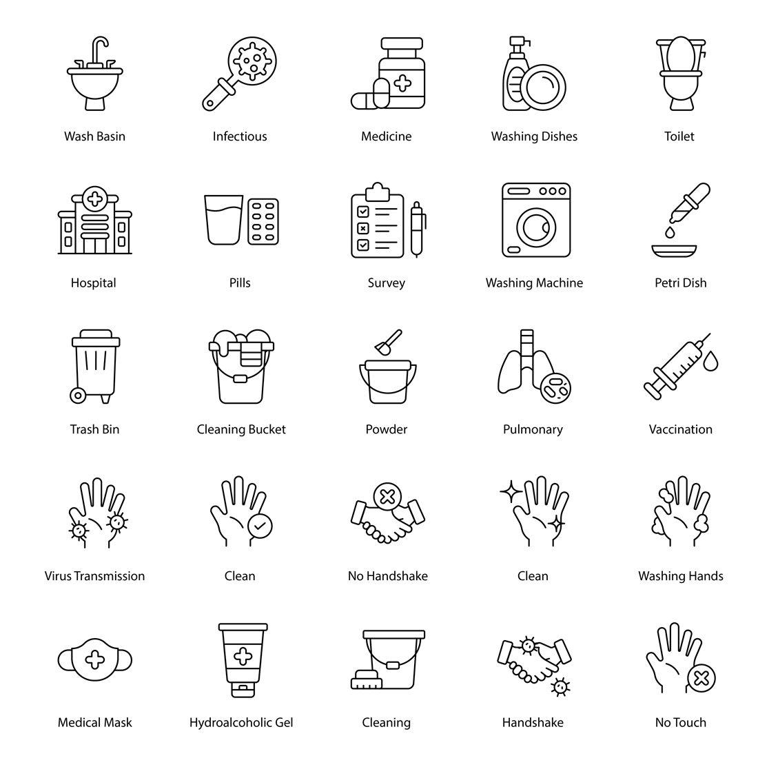 Hygiene Cleaning Icon Bundle cover image.
