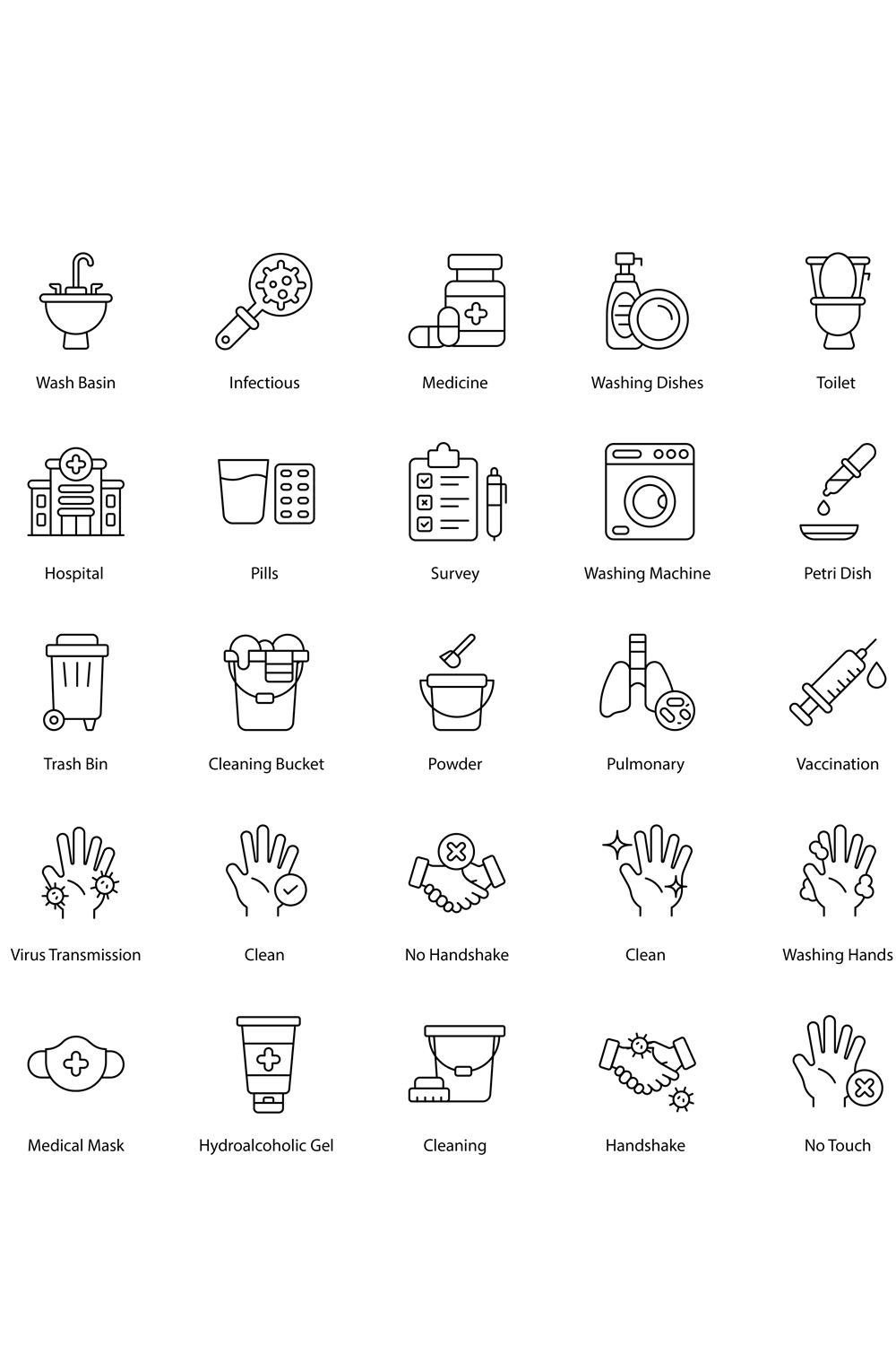 Hygiene Cleaning Icon Bundle pinterest preview image.