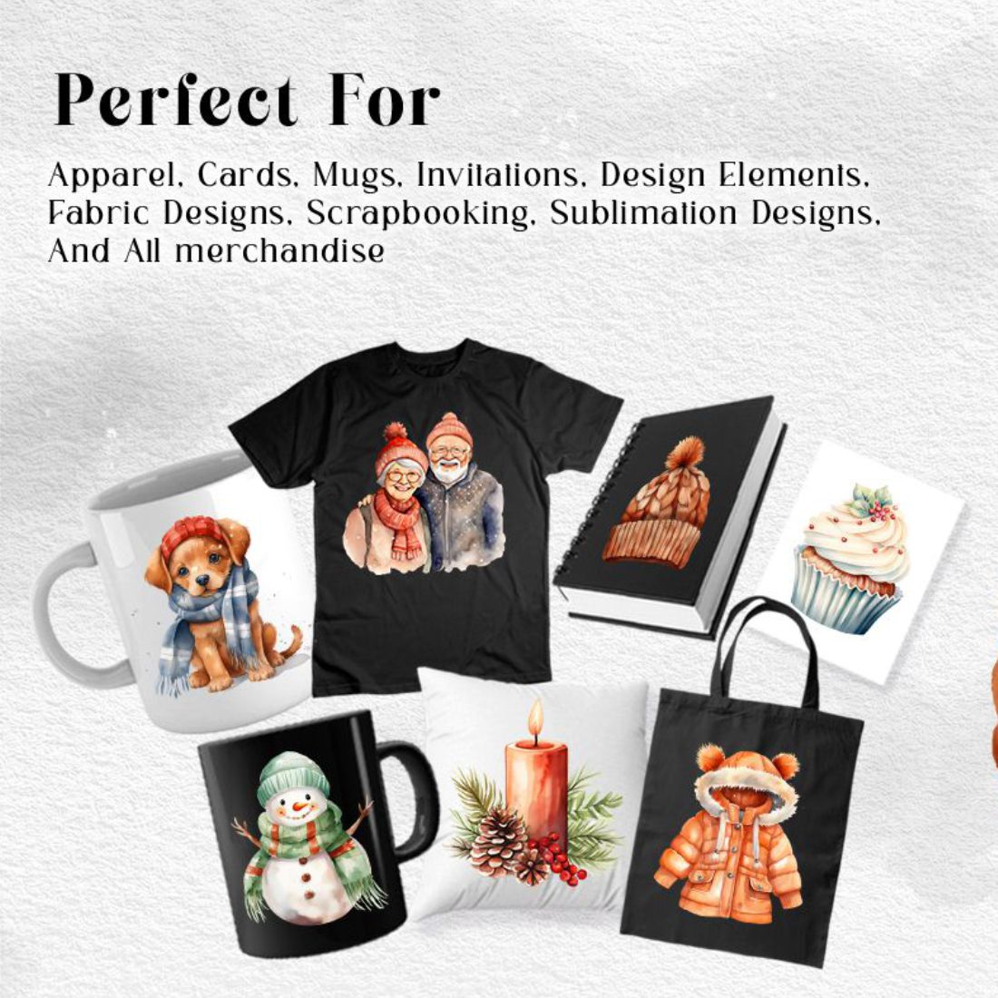 Cozy Winter Sublimation PNG, Cozy Winter Watercolor Clipart preview image.