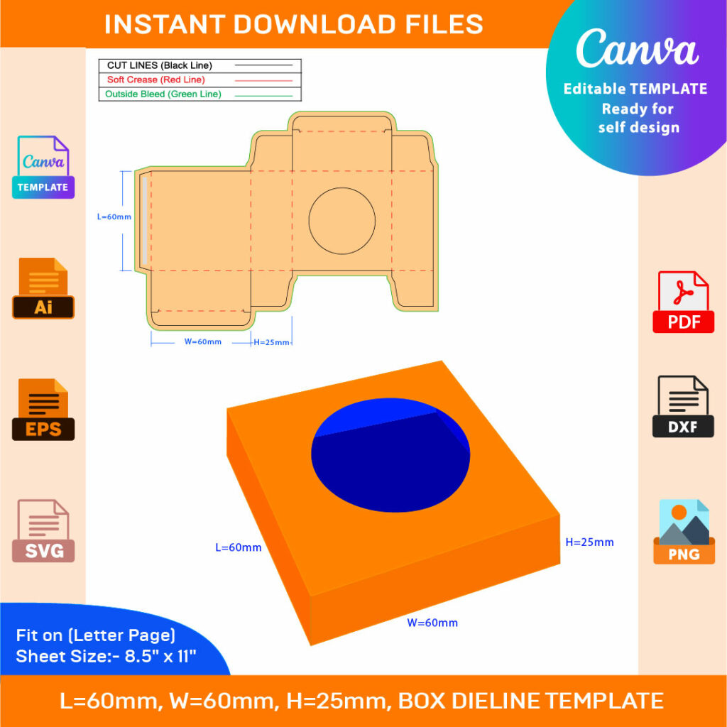 Square Box Dieline Template MasterBundles
