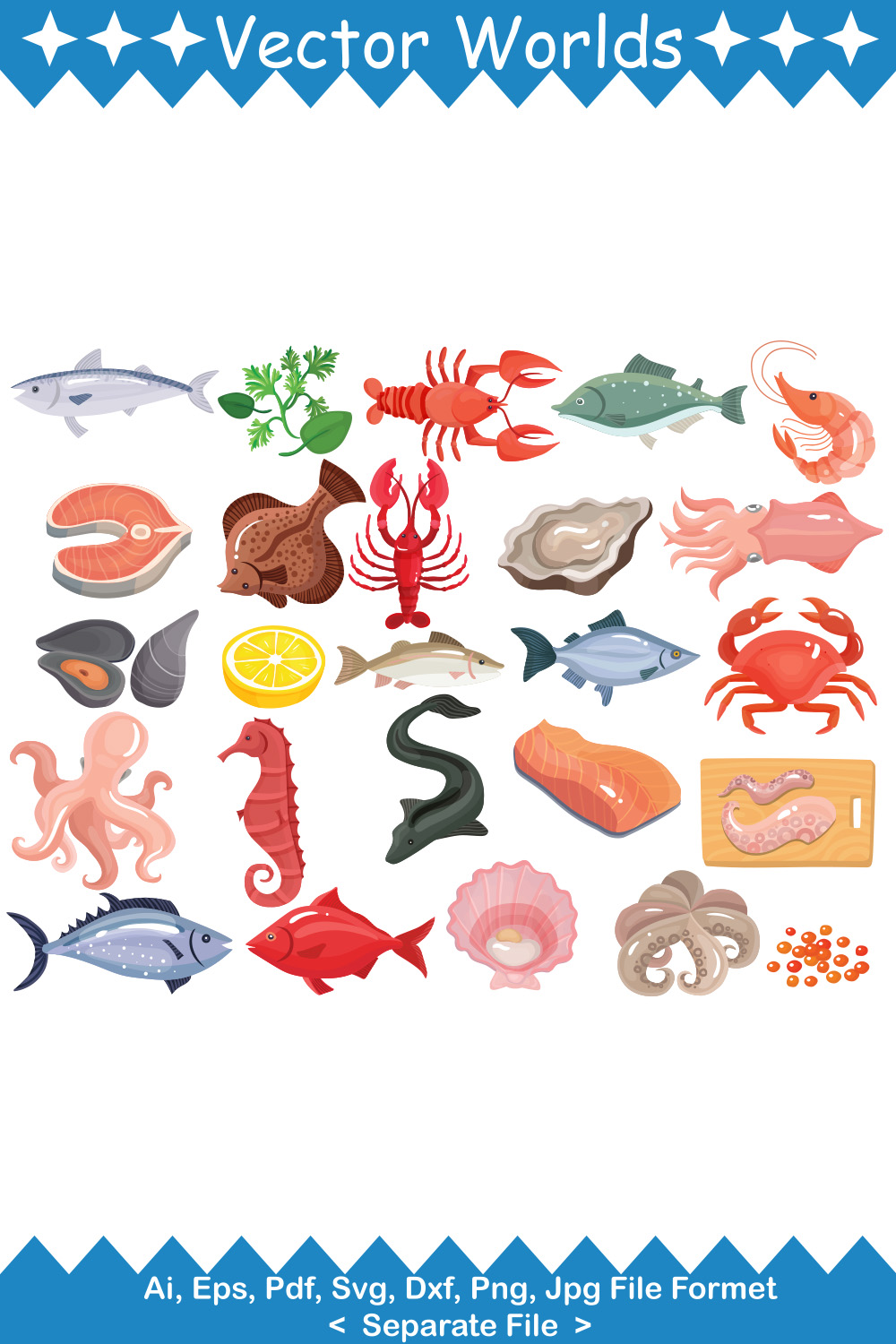 Seafood SVG Vector Design pinterest preview image.