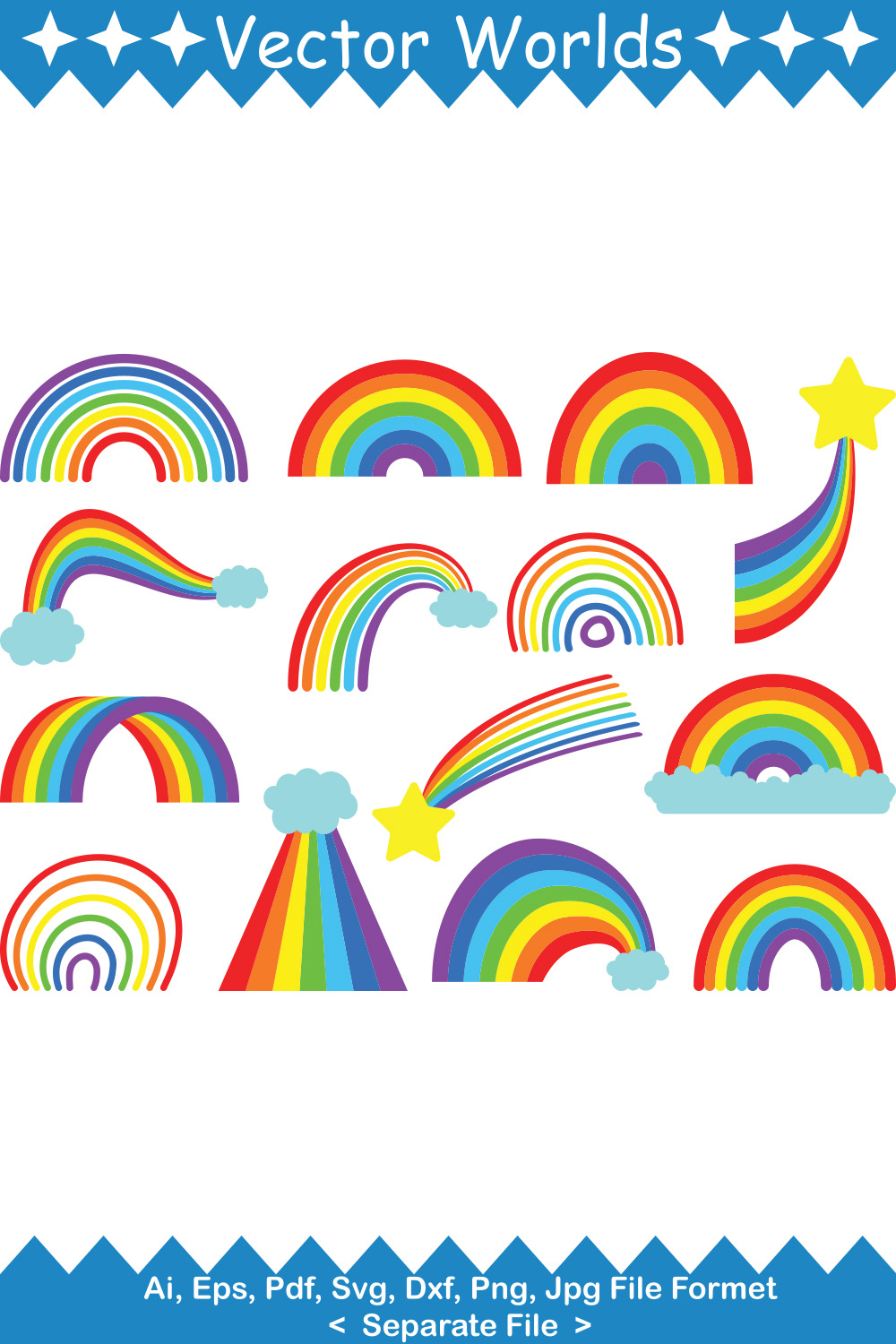 Rainbow SVG Vector Design pinterest preview image.