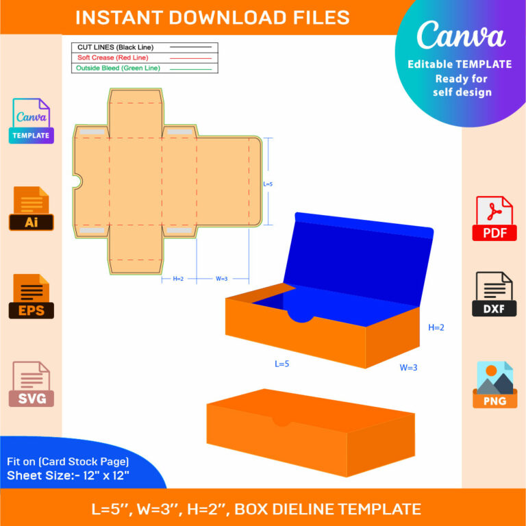 Storage Box, Shoe Box, Rectangular Box, Dieline Template - MasterBundles