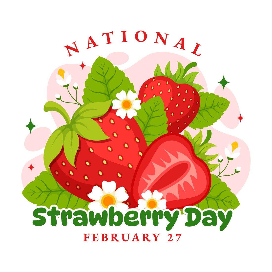 12 National Strawberry Day Illustration cover image.