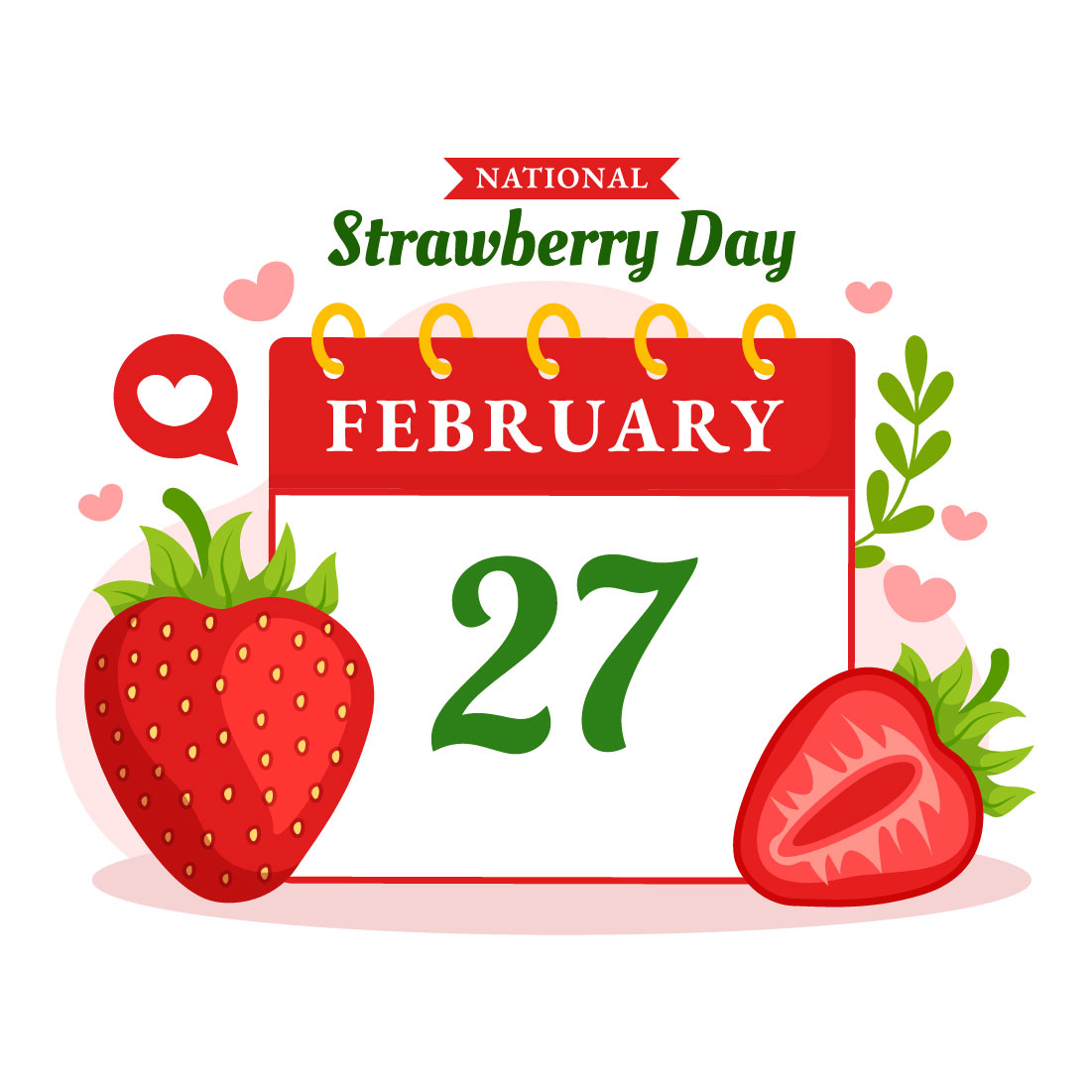 12 National Strawberry Day Illustration preview image.