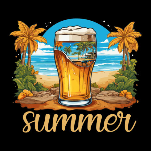 Summer Beer Beach T-shirt Design cover image.