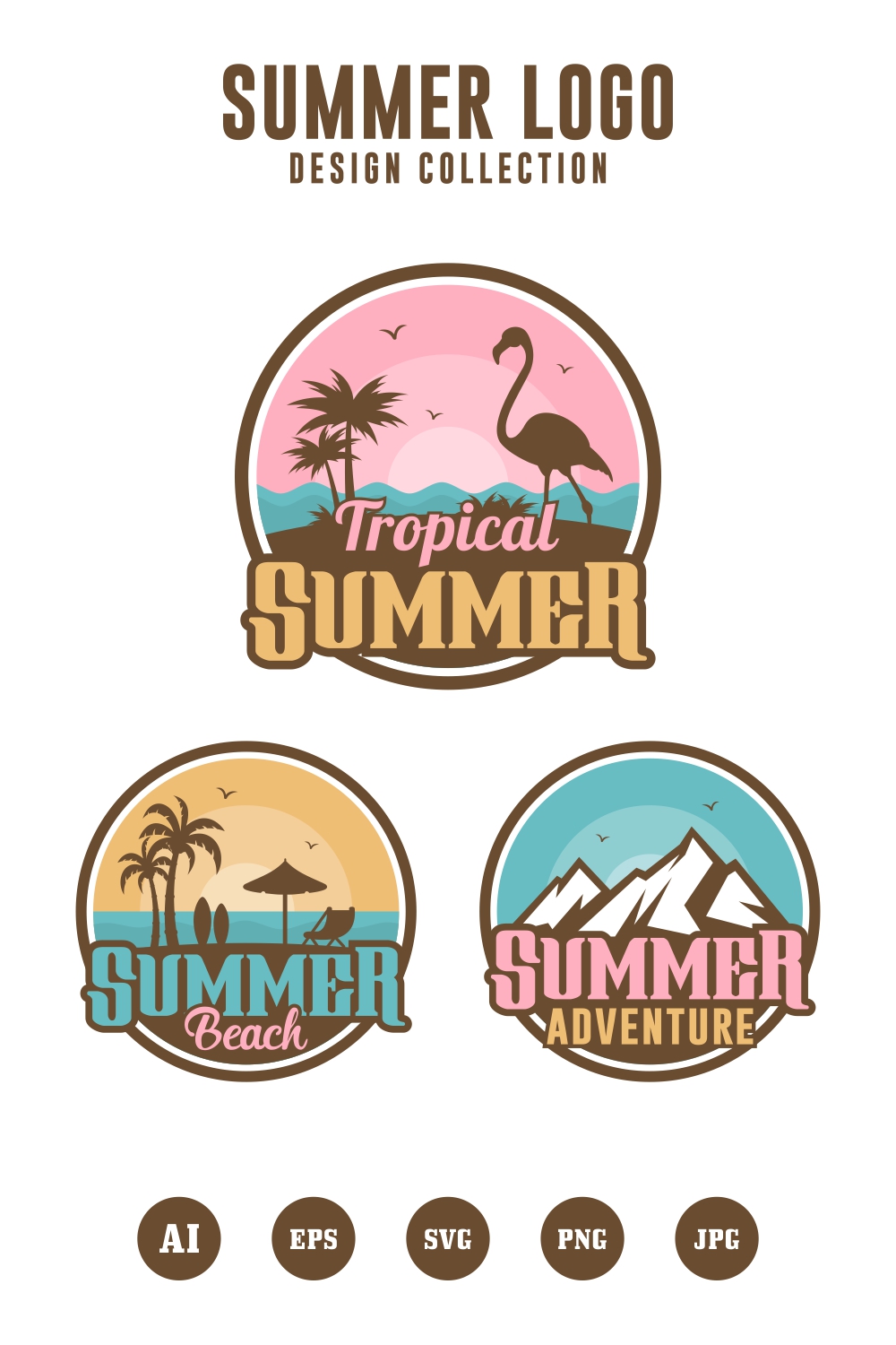 Summer badge logo collection - $4 pinterest preview image.