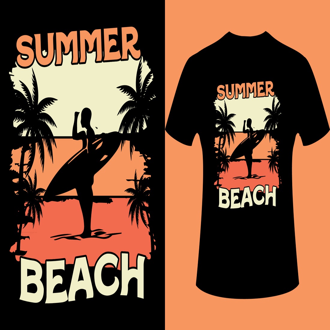 Summer beach side stylish t-shirt and apparel trendy design preview image.