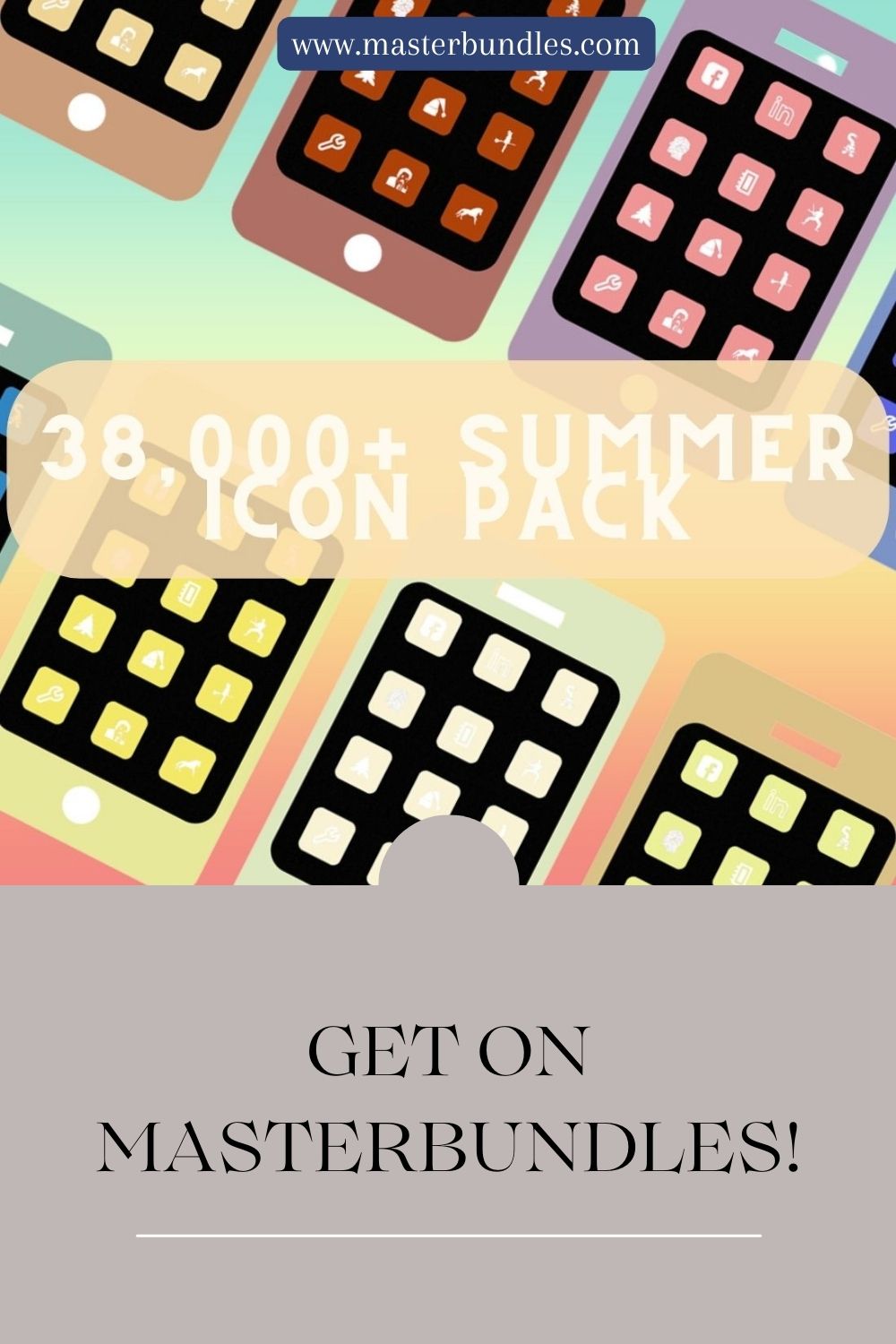 SUMMER ICONS PACK pinterest preview image.
