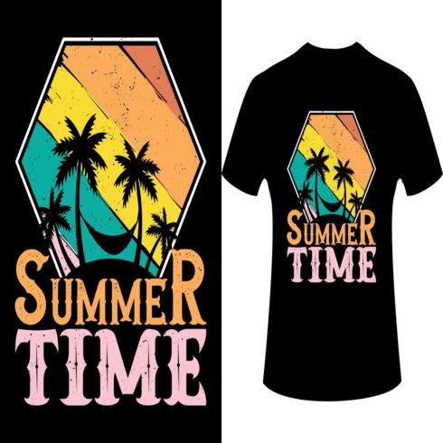 Summer time retro vintage t-shirt design summer t-shirt cover image.