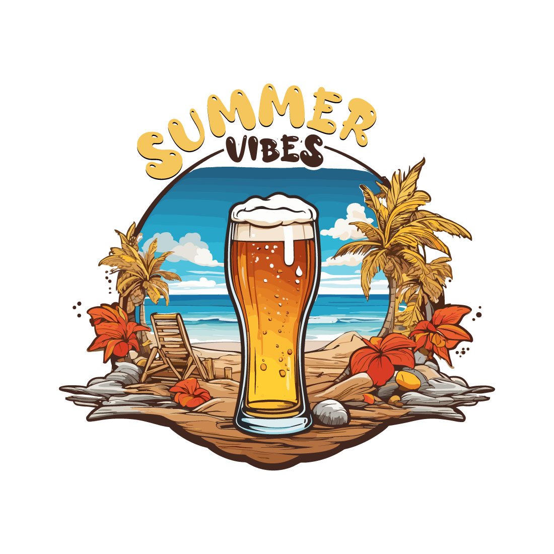 Summer Beer Beach T-shirt Design cover image.