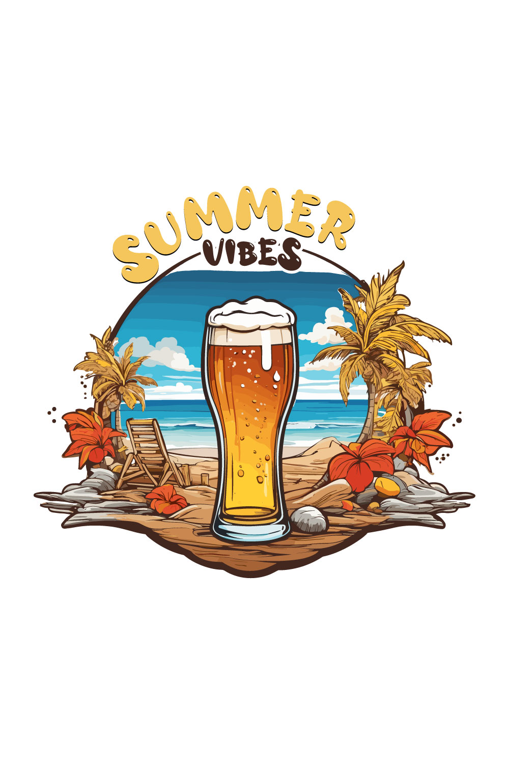 Summer Beer Beach T-shirt Design pinterest preview image.