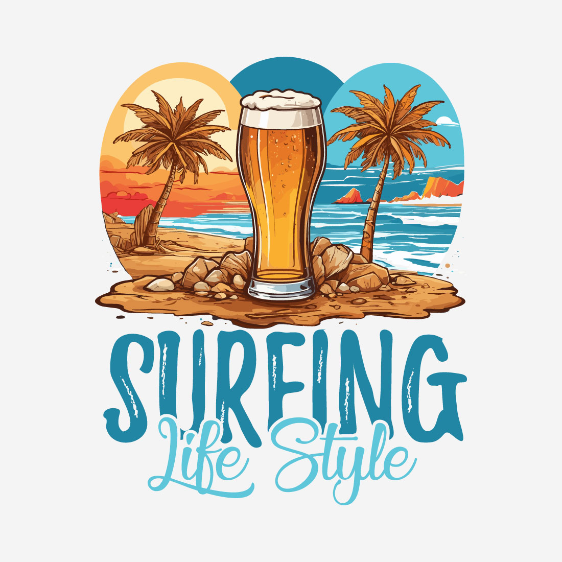 Summer Beer Beach T-shirt Design preview image.