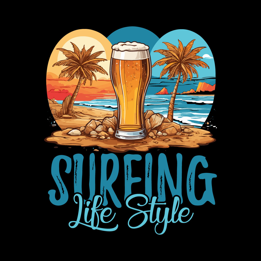 Summer Beer Beach T-shirt Design cover image.